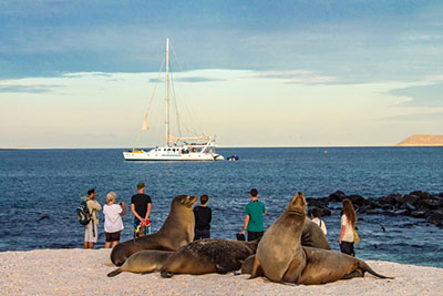 Group of friends Traveling the Galapagos Islands